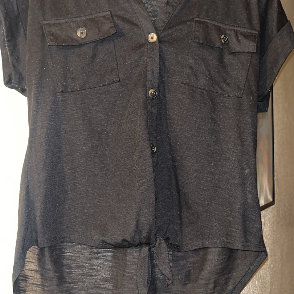 Chic Black Short Sleeve Blouse